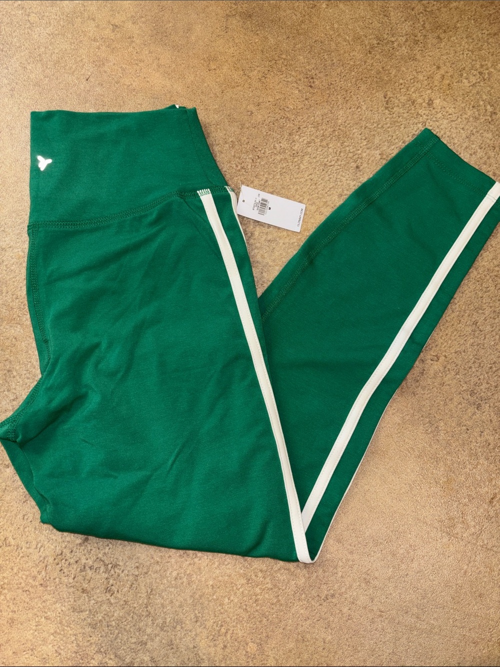 Old Navy Green Leggings with White Side Stripe